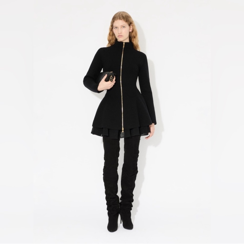 Alaïa
Wool-Blend Peplum Cardigan